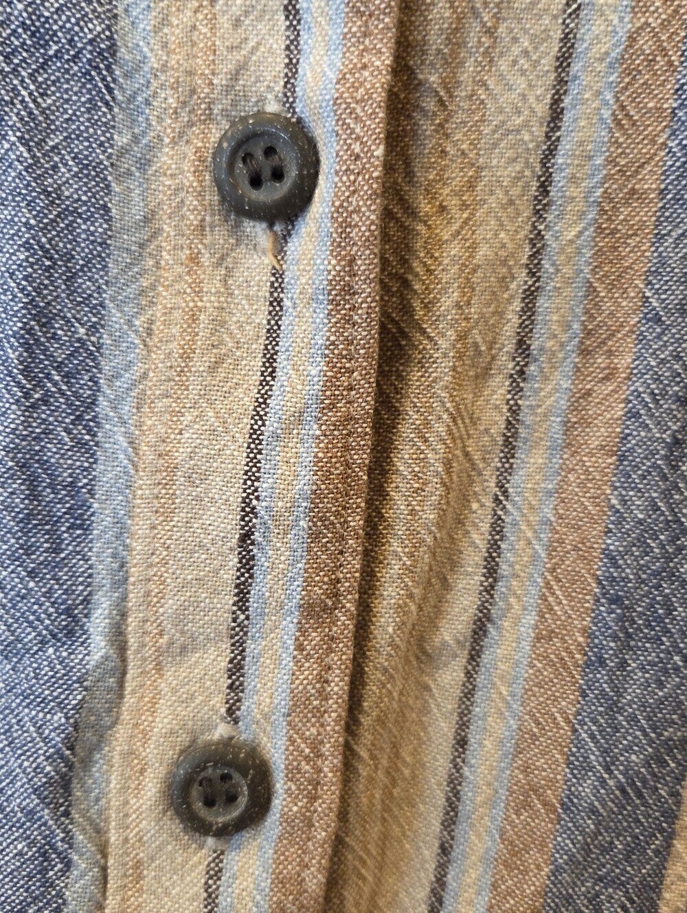 CJ Banks 2X Striped Linen Rayon Blouse Coastal Boho Lagenlook Top - Picture 4 of 13